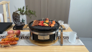Premium Japanese Ceramic Hibachi Grill | Tabletop Yakiniku Yakitori BBQ (Red/Black)
