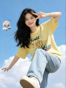 Jeanswest | Áo Thun Nữ Cotton Họa Tiết Dáng Rộng Mùa Hè