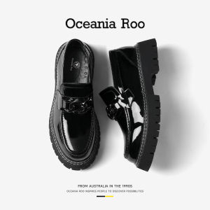 Genuine Leather Mens Slip-On Shoes Business Casual Loafers Bright Surface Black Color Autumn Winter Fashionable Oxfords