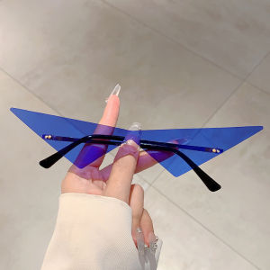 KAMMPT Rimless Triangle Sunglasses Men New Fashion Hip-hop Solid Color Outdoor Shades Women Trendy Brand Design Rave Sun Glasses