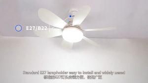 2 in 1 Ceiling Fan with Lights Remote Control E27 Ceiling Fans with 40W Fan Light 3 Color 6 Blades Emergency Stop Protection Silent Cooling Electric Fan for Bedroom Living Room Kitchen Office