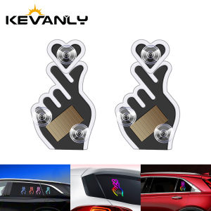 KEVANLY | Solar Power Led Finger Heart Shaped Led Ambient Light Suction Cup USB Room Partty Atmosphere Breath Lamp Car Window Neon Light