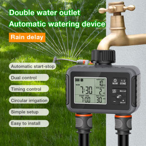 1/2-Outlets Automatic Water Timer Smart Irrigation Watering System Sprinkle Faucet Hose Programmer Timer for Garden Outdoor