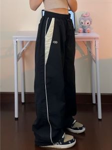 Quần Dài Ống Đứng Cạp Cao Thể Thao Dành Cho Nữ Quần Dài Thường Ngày Phong Cách Đường Phố Mùa Hè 2025 Chất Liệu Khác