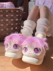 Dép Bông Dễ Thương Có Gót Dép Bông Hoạt Hình Cho Nữ Dép Bông Mùa Đông DIY Dép Bông Dày Ấm Áp Cho Trẻ Em