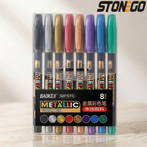 8 Color Metallic Water Based Markers Set for Art Drawing Pens Permanent Markers for Craft Projects and Creative Artwork
