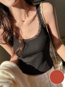 MiiOW | เสื้อกั๊กสายเดี่ยวลูกไม้เซ็กซี่สำหรับผู้หญิง ทรงเข้ารูป ฤดูร้อน 2025 เสื้อชั้นในและเสื้อคลุมด้านนอกที่สวมใส่ได้ทั้งสองด้าน