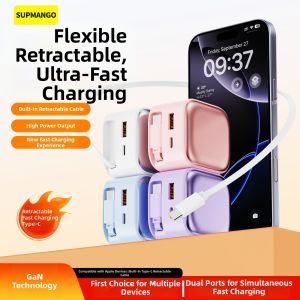 SUPMANGO | GaN Charger Adapter with Built-in Cable for Fast Charging and Low Temperature 120W