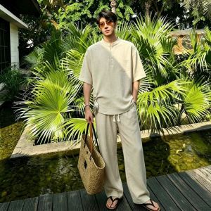 ZHUOCAN | Summer Breathable Fast Drying Cotton Linen Set For Men