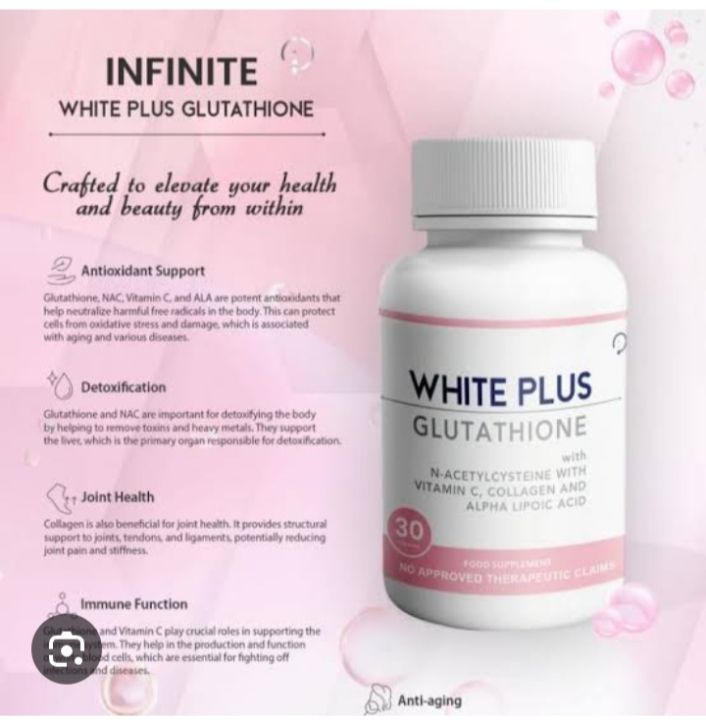 Infinite White Plus Glutathione 30 capsules Formulation Supplement  Glutathione Ingredient - Lazada | Lazada PH