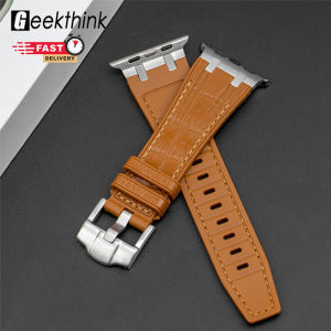 GEEKTHINK AP series Leather Silicone Band for Apple Watch Ultra 49mm 44mm 42mm 45mm 41mm Genuine Leather Strap for I Watch Series 8 7 6 5 4 SE Bracelet