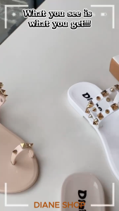 2026 Trending Design Women Studded Toe Loop Flip Flops Anti Slip Waterproof All Match Home Travel Beach Casual Footwear