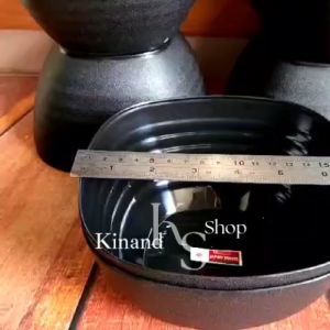 12 pcs mangkuk kotak jumbo ramen plastik hitam dop terbaru