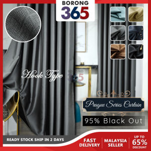 [1PC | Hook Type] Borong365 Blackout 95% Prague Design Curtain 挂钩式窗帘布 Insulating Curtain Langsir Tingkap Langsir Cangkuk Dawai