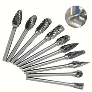 10pcs/set Shank Tungsten Carbide Burr Mata Porting Tool Burr Double Diamond Cut Rotary Tools