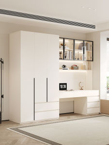 PAMEDI | Practical Wooden Study Desk with Integrated Wardrobe and Closet Combination