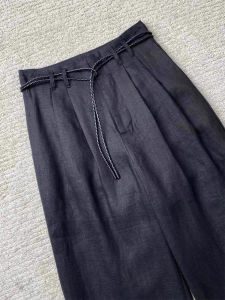 YUFUQING | New Chinese Style Retro Linen Wide Leg Pants Women Summer High Waist Slim Straight Long Trousers Black Comfortable Loose Fit