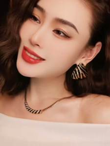 Influencer Picks Retro Zebra Stripes Silver Stud Earrings Female Leopard Print Black Gold Plated Geometric Triangle Earrings Female