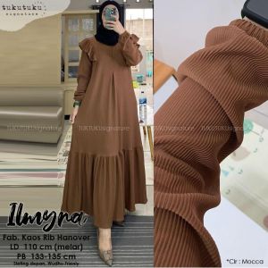 ilmyra ilmira dress gamis maksi wanita jumbo knit rib mewah elegan terbaru