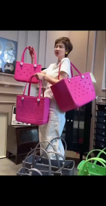 Waterproof EVA Rubber Large Tote Bag - Premium Handbag Durable High Quality Rubber Extra Large Capacity Eva Hole Travel Tote Bag Fashion Storage Bag Rubber Summer Beach Bag