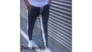 Zweckout Label - Celana Jogger Pria Hypebeast Slim Fit Hitam Lis Putih