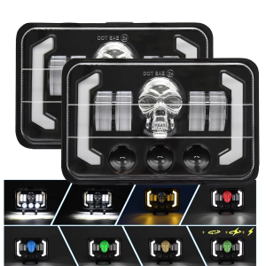 5 Inch LED HeadLight Square LED HeadLamp Skull Headlight For Wrangler Off-road Vehicle DRL Motorcycle Car Light