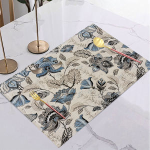 Colorful Floral Linen Placemat Heat-Insulating & Non-Slip Home Daily Dining Table Mat