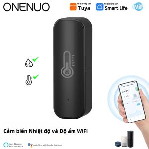 Cảm Biến Nhiệt Độ Và Độ Ẩm Thông Minh WiFi ONENUO Tuya Màu Đen Thiết Bị Giám Sát Từ Xa Cho Nhà Thông Minh Hoạt Động Với Alexa Qua Ứng Dụng SmartLife