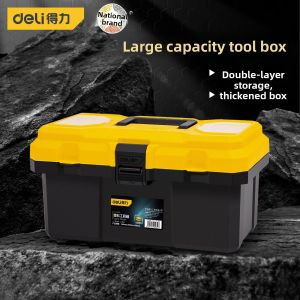 Deli DL432612 Handheld Fishing Tool Storage Box Art Student Hardware Organizer Multi-Functional Workbench Gear Carry Case