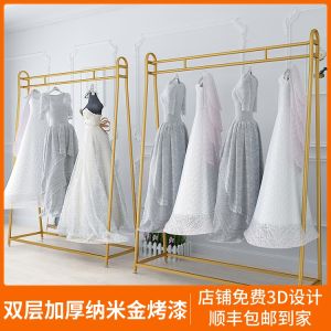 Thickened Gold High-end Wedding Dress Store Display Rack Shelf Photography Studio Hanging Costume Stand Showhe Cheongsam Floor Clothes Rack