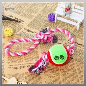 Pet Cotton Braided Rope with Tennis Ball - Durable High-Quality Cotton Rope Tug Toy for Interactive Play & Chewing Fun for Dogs