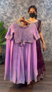 NEW ARRIVAL LEHANGA HEAVY SOFT FOX GEORGETTE WITH SEQUENCE WORK & ZARI WITH 3.5 MTR FLAIR