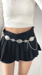 Ikat Pinggang Wanita Rantai Gaya Retro Sabuk Berukir Logam Belt Bohemian Fashion Casual Aksesoris Wanita