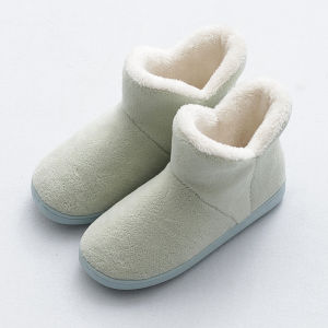 Dép Cao Đến Đầu Gối Bằng Vải Cotton Mùa Đông 2025 Cho Nữ Dép Đi Trong Nhà Đế Bằng Đế Cao Su Chống Trượt Dùng Trong Nhà