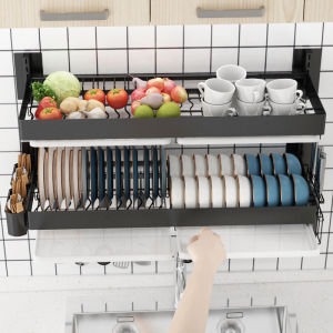 No Drilling Kitchen Wall Mounted Storage Rack Single Layer Dish Draining Shelf Stainless Steel Rustproof Chinese Style Dishware Organizer