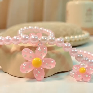 4‑Pieces Hello Kitty Children Jewelry Set Cute Cartoon Princess Necklace Bracelet and Ring Accessories Fashion Kiddie Ornament Ideal Birthday and Party Gift for Little Girls