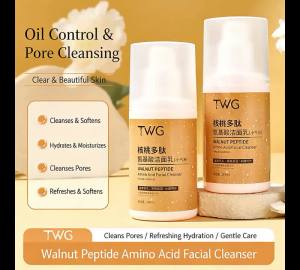 Revitalizing Facial Cleanser with Peptides & Walnut Gentle Exfoliating Gel To Foam for all Skin Deep Cleansing Face Scrub Wash