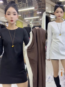 Fashionable Casual Long Sleeve Womens T-shirt Base Layer Top Simple Design Versatile Autumn 2025 European Style Clothing