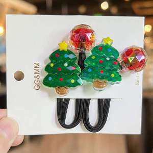 2 Pieces Kids Christmas Tree Princess Headwear Elastic Hair Bands Cute Hair Ropes Girls Hair Accessories