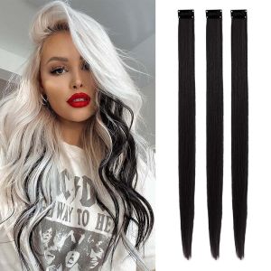 3Pcs/Lot 22“ Colored Hair Extensions Synthetic Clip-in Colorful Hair Extensions Rainbow Hair Perfect For Party Festival
