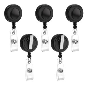 5 Pack Badge Reels Retractable with Swivel Alligator Clip Retractable Badge Holder Reels Multitool Carabine Keychain