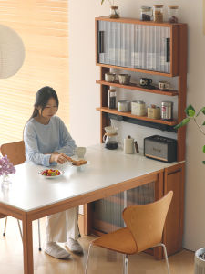 Ultra-Thin Cherry Wood Dining Table Sideboard Wall-Mounted Integrated Living Room Storage Cabinet Tea Water Cabinet Nordic Style