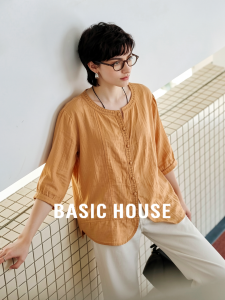 Basic House | Linen Thin Summer 3/4 Sleeve Shirt for Women