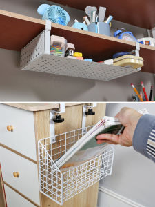Office Desk underneath Storage Rack No Drilling Book Basket Drawer Organizer Iron Art Snack Storage Solution Desk Accessories