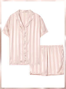 me home wear | Cool Light Silk Pajamas Short Sleeve Home Suit Set