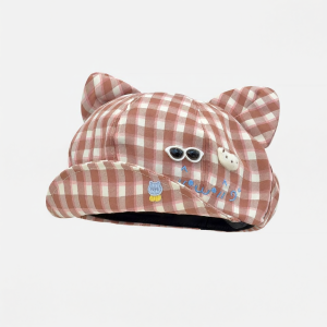 Sweet & Reversible Plaid Bear Ears Beret