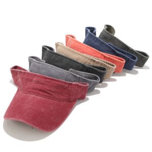 1 PC Univesal Wide Brim Visor Sun Hats Men Women Vintage Washed Design Hollow Top Baseball Cap for Summer Holiday Outdoor Party