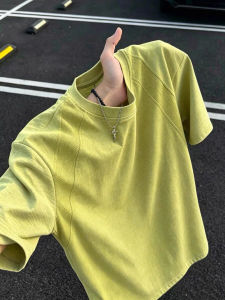Dopamine Yellow Cooling Ice Silk Short Sleeve Mens Summer Breathable T-shirt