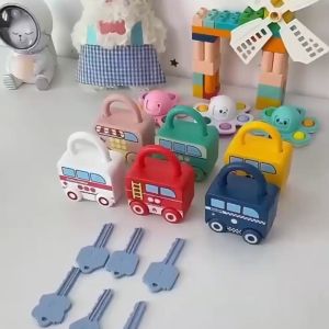SK-M318 Mainan Puzzle Key Set Anak Mainan Kunci Gembok Motif Transportasi / Mainan Edukasi Anak
