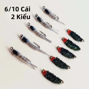 6/10 Miếng Nhân Tạo Nymph & Nano Nymph Bay Mồi Móc Cá Hồi Mồi Câu Cá Bộ Cho Sông Hồ Dòng Đại Dương Đá Câu Cá